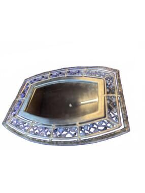 Vintage Decorative Mirror Tray with Purple Beaded Accent